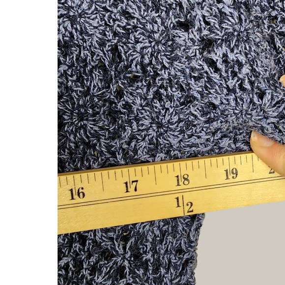 Vtg Cape Isle Knitters Blue Open Crochet Cardigan Size L Cottagecore Coastal - Picture 8 of 8